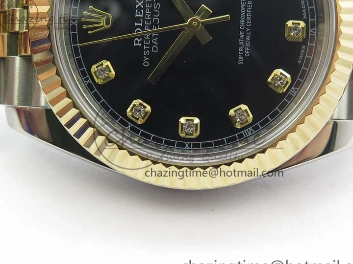 AAA Replica Watches SS Dial Wrapped WWF SS YG 41 Crystals DateJust 3128 on A YG Bracelet SoftTouch Edition Jubilee Best Wrapped Makers 126333 Black 0117